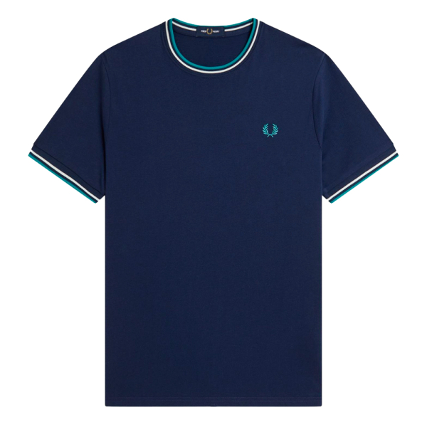 Fred Perry T-shirts Bleu marine - T-shirt bordure deux bandes - M - Ref 49 €